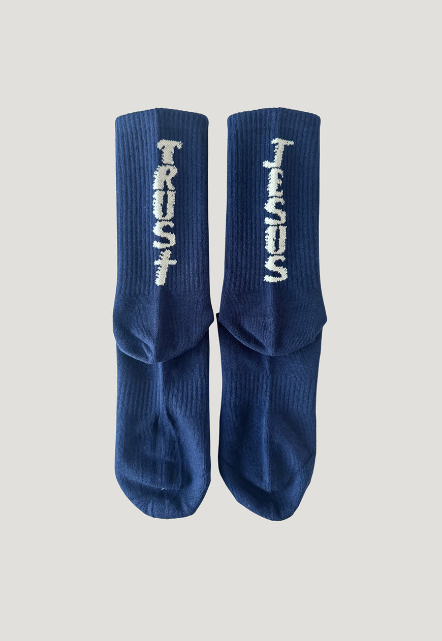 "TRUST JESUS" FIRE SOCKS NAVY