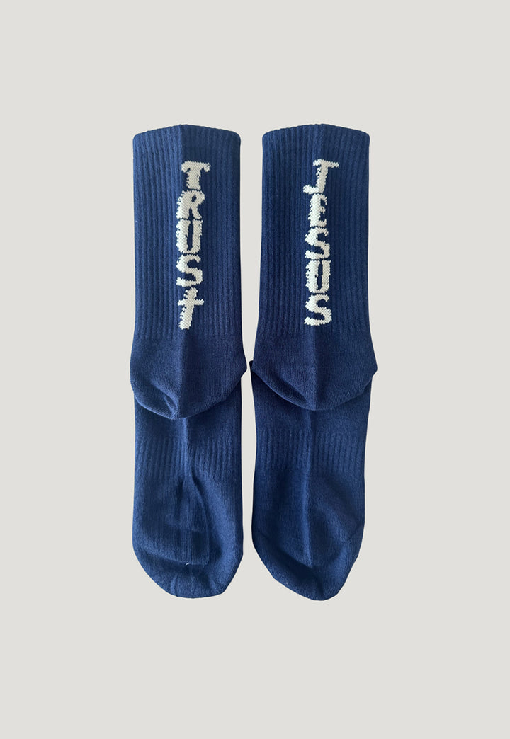 "TRUST JESUS" FIRE SOCKS NAVY