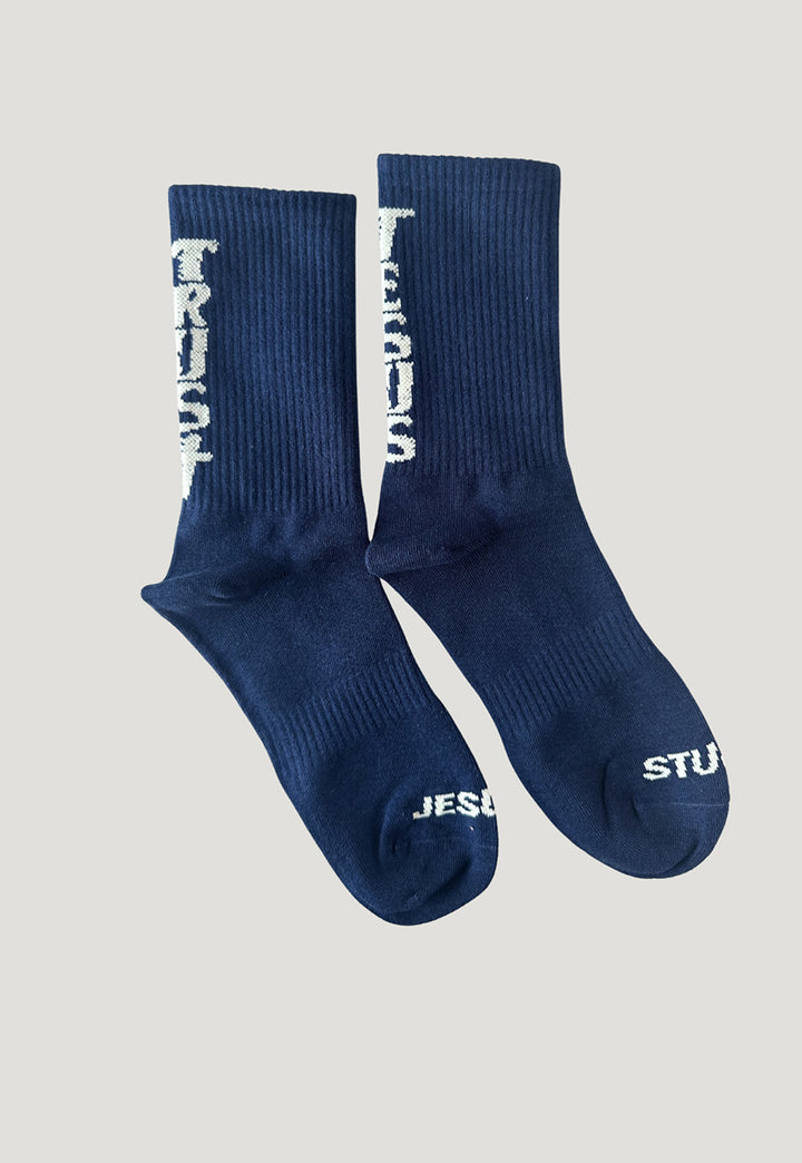 "TRUST JESUS" FIRE SOCKS NAVY