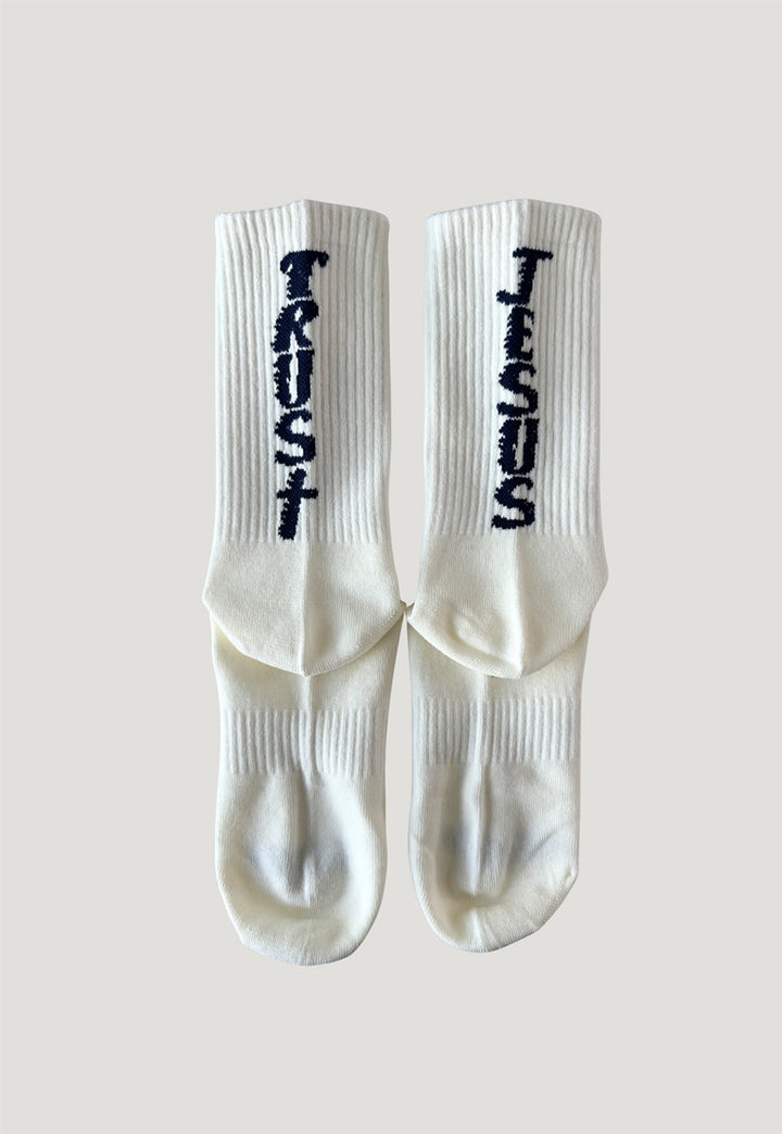 "TRUST JESUS" FIRE SOCKS ECRU